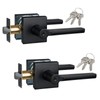 HISAFE Black Exterior Door Handle with Lock and Keys, Keyed