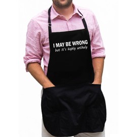 ApronMen May Be Wrong Funny Novelty Apron Gift for Dad, Husband, Fathers Day