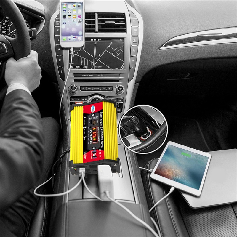 300W Sine Waves Power Inverter 12V to 110V/220V Converter with