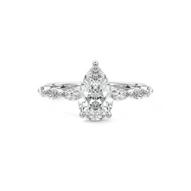 FYBIOD White Gold Plated 2.3 Carat (ctw) Pear Cut Moissanite Engagement Rings for Women Sterling Silver D Color Moissanite Pear Shaped Promise Ring Size 11.5