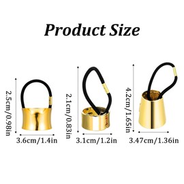Prasacco 3 Stück Haarmanschetten aus Metall, 3 Stile Haargummis für Pferdeschwanz Goldenes Elastisches Haarband für Damen und Mädchen (Legierung + Gummi)