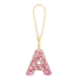 PATIKIL Bling Initial Letter Charm, Letter a Charm with Pink Rhinestones Decorative Alphabet KeyChain Pendants for Beach Bag DIY Craft, Pink