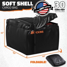 Mockins 30 Cubic Ft Square Trailer Hitch Cargo Carrier Bag | 40"x40"x32" All-Weather Cargo Bag for Hitch Carrier | 500D PVC Soft-Shell Waterproof Truck Bed Storage w/Waterproof Zippers, Straps & Lock