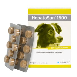 Alfavet HepatoSan 1600 | 120 Tablets | Diet Supplementary Feed for Dogs and Cats | To Support Liver Function in Chronic Hepatic Insufficiency