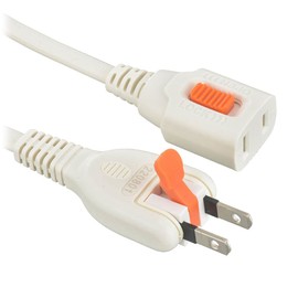 Ohm (OHM) HS-T11LLX3-W 00-1747 Electric Extension Cord for Indoor Use, Power Strip 1 Port, 3.3 ft (1 m) Disconnect Lever & Locking Outlet White