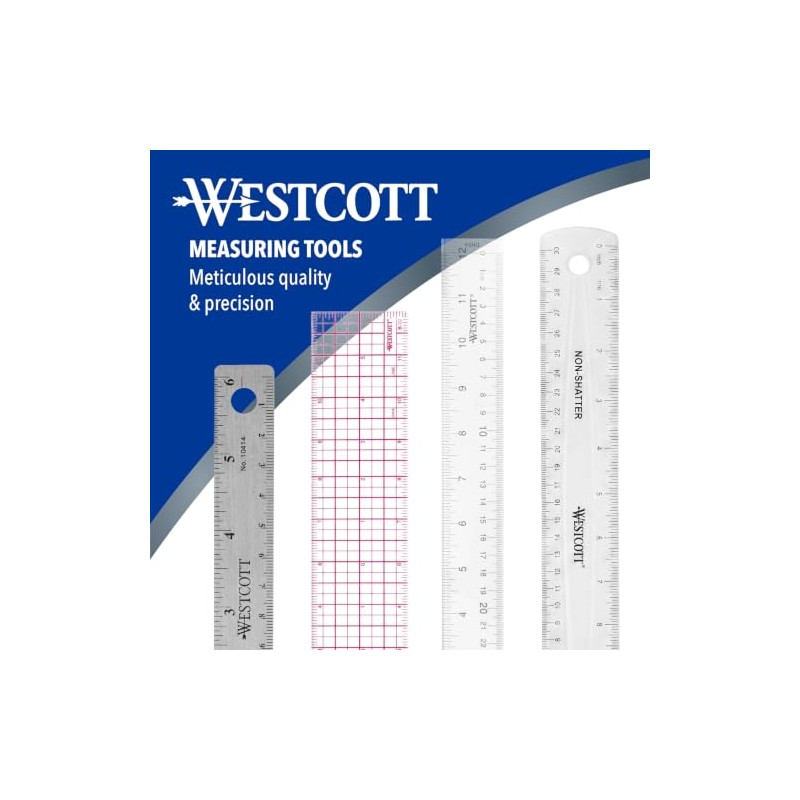 Westcott Ver A Través regla de acrílico, transparente, 15 cm,