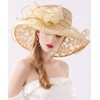 ELLYDOOR Organza Church Derby Hat Women Sparkling Leaf Wide Brim