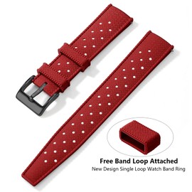 Artthurse Silicone Watch Bands Quick Release Tropical Style 18mm, 20mm, 22mm for Men Women Replacement Rubber Watch Bands Soft Breathable Waterproof Sport Watchbands Straps (18mm,Red/Black)