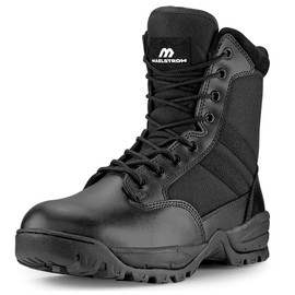 Maelstrom mens Tactical Combat Zipper Lightweight Military Breathable Work Side Heavy-Duty Leather Reinforced Toes Boots, Black, 11 Wide