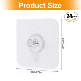 TEESSUE 24 Pcs Nail Free Stickers for Walls,Wall Hangers Without Nails,Drill Free Adhesive Hooks,Bathroom Glass Window Hooks
