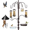 YINGYM 6-Hook Bird Feeding Station Kit Wild Bird Feeder Stand