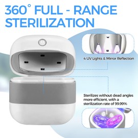Portable Pacifier Sterilizer, UV Steriliser for Baby Pacifier, 99.99% Sterilization 3 Minutes UVC Ultraviolet Disinfection Box, Type-C Interface Mini Sterilizer Box for Baby Pacifier, Bottle Nipples