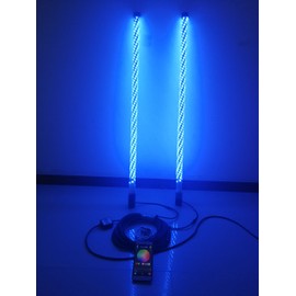 2PCS IP67 Waterproof 3 Feet Brightest RGB LED Spiral Whip Lights Wrapped Multiple Colors Wireless Blue-tooth App Controlled for ATV UTV RZR Off Road Polaris Jeep Trucks