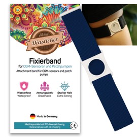 Diasticker® Freestyle Libre 3 – Fixation Strap | Flexible – Waterproof – Strong Hold | Sensor Protection, Fixation for Freestyle Libre Sensor | Holder: White (Large: 35-45 cm, Navy)