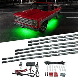 LEDGlow 6pc Multi-Color Slimline Flexible Truck Underbody Underglow Accent Neon LED Lighting Kit - 10 Solid Colors - 13 Patterns - Music Mode - Flex Tubes Contour Vehicle - Control Box & Remote