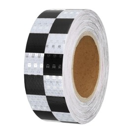 PATIKIL Reflective Tape, 2 Inch x 98 FT Waterproof Self Adhesive High Visibility Safety Warning Grid Tape Outdoor Reflectors for Trucks Trailers Cars, White Black