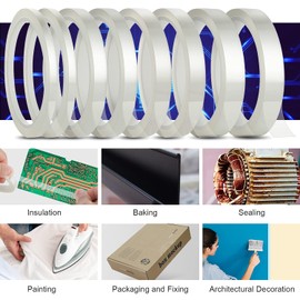 8Pcs Clear Heat Tape,Heat Tape for Sublimation,Heat Transfer Tape,Transparent and Easy to Tear Off Without Residue, Heat Press HTV Craft .(108 Ft)