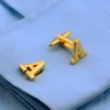 A-Z Initial Cufflink for Men, Classic 18k Gold Silver Black