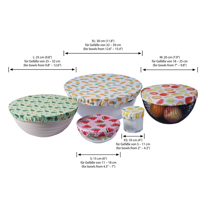 5 Pcs Reusable Cloth Covers, Lids for Bowls, Cups, Pots,