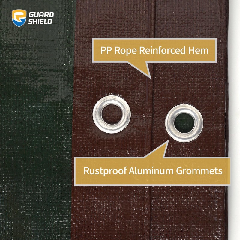 GUARD SHIELD Brown/Green Tarps Heavy Duty Plus+ Waterproof 12x20 Feet,