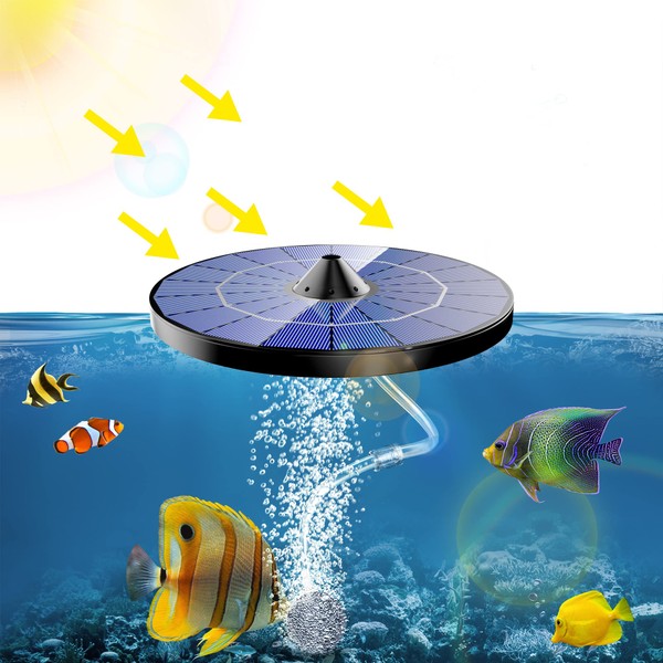 NFESOLAR Solar Aerator for Ponds Outdoor, Solar Air Pump with a Air Bubble Stone for Fish Ponds, Solar Pond Aerator for Fish Tank Stock Koi Pond Hydroponics Pool Aerator &No Noise