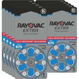 VARTA Rayovac Extra Advanced Hearing Aid Batteries, Size 675, Blue Tab, PR44, Pack of 60