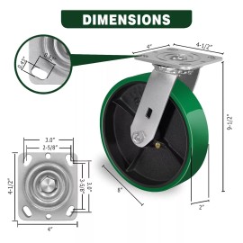 Unbranded 8"X 2" Heavy Duty Casters - Polyurethane Caster with Capacity up to 1500-6000 LB - 4 Swivel