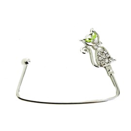 Glamour Girlz Womens Sparkly Crystal Diamante Rhinestone Purse Shoulder Crossbody Tote Bag Handbag Portable Instant Hanging Hanger Hook for Desks Tables Birthday Christmas Gift Kitten Cat Green Eyes