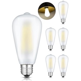 CRLight 6W Dimmable (60W Equivalent) 4200K Daylight White LED Edison Bulbs, 600 LM E26 ST64 Frosted Glass Filament Light Bulb, 6 Pack