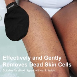 THURLADY Exfoliating Glove, Korean Exfoliating Mitt, Viscose Fiber Shower Mitt, Dead Skin Remover for Smooth Skin, Self-Tan Prep and Removal, Blue