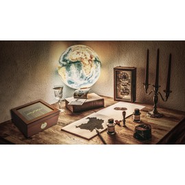 DUCIHBA Cigar Humidors Storage 25-50 Cigars Box, Tempered Glass Top Display, Handcraft Spanish Cedar Wood Cigar Case with Divider, Humidifier and Hygrometer, Gift for Man, Sapele Cherry