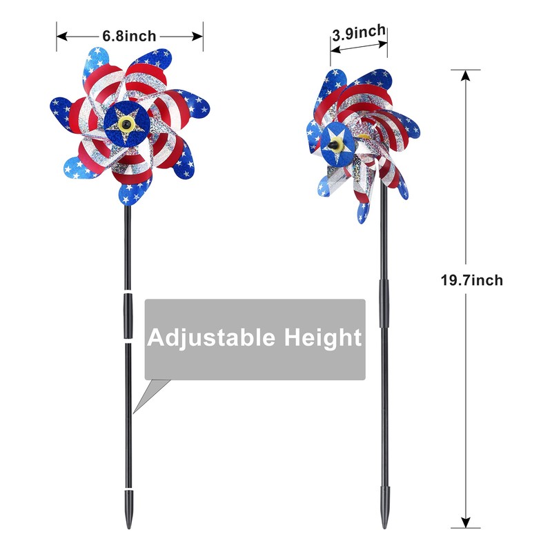 BATTIFE Reflective Pinwheels for Yard and Garden, Pre-Installed Sparkly Blind