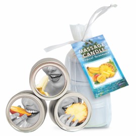 Earthly Body Edible Massage Candle, Tropical Trio - 2 oz Pineapple, Mango & Banana Flavors - 3-in-1 Formula Can Be Used as a Candle, Oil & Moisturizer - Vegan, Cruelty Free