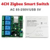 Aribrnten 4CH Tuya Zigbee Smart Switch Module 85-250V Relay Smart