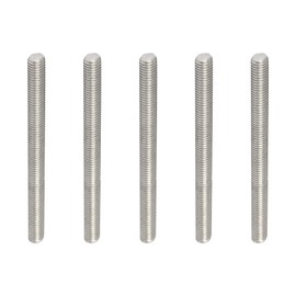 Rebower Fully Threaded Rod 304 Stainless Steel Rod Bar Studs, [for Hangers and Clamps and U-Bolts] - M10 x 120mm 1.5mm Pitch Male Threaded /Silver/5Pack