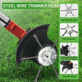 Steel Wire Grass Trimmer Head, 6 Inch Steel Wire Brush Cutter Trimmer Head for Weed Eater(6 Blade-6in*1).