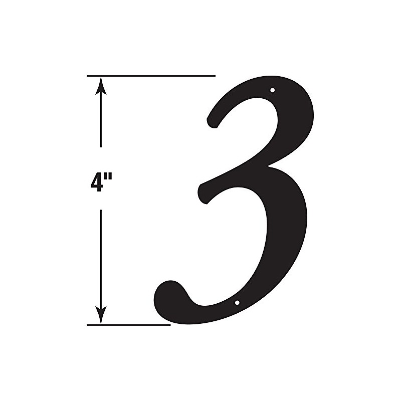 Prime-Line MP4113 4 In. House Number 3, Diecast, Black Finish
