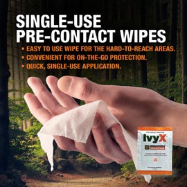 CoreTex Ivy X Pre-Contact Poison Ivy Wipes - Pack of 25 Single-Use Barrier Wipes to Help Prevent Itchy Rashes - Also Works on Poison Oak & Sumac Oils - Quick Dry & Chalk-Free Formula
