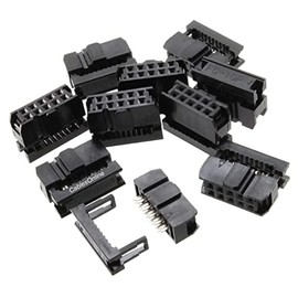 CablesOnline 10-Pack 10-Pin (2x5) Female IDC 2.54mm Pitch Connectors for Flat Ribbon Cable, FC-010-10