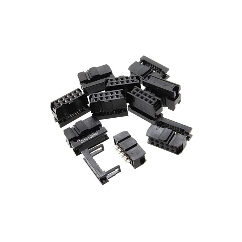CablesOnline 10-Pack 10-Pin (2x5) Female IDC 2.54mm Pitch Connectors for