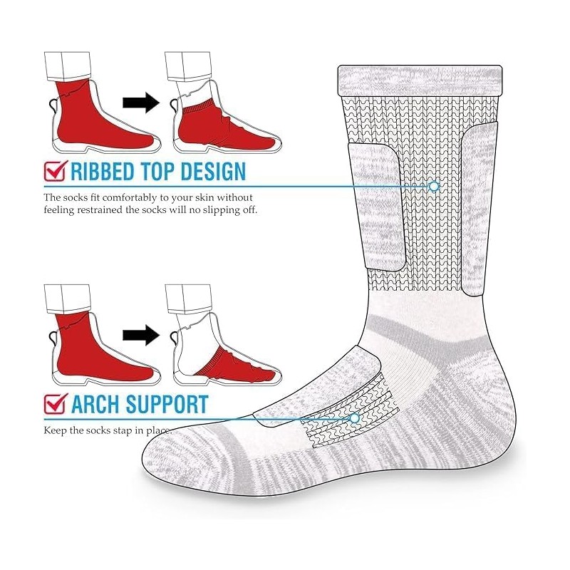 YUEDGE Mens Thick Cotton Crew Socks Mosture Wicking Work Boot