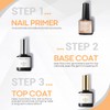 Modelones Base Coat Top Coat and Nail Primer Set, 3