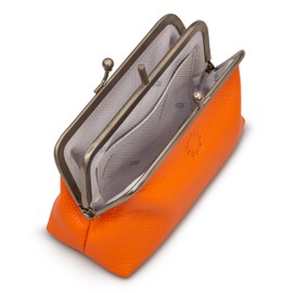 Genuine Leather Triple Frame Aubrey Purse by Yoshi (Orange)