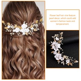 Minkissy Bridal Hair Vine and Leaf Design Elegant Wedding Headpiece for Women Comfortable Floral Accessory for Special Occasions Handmade Decoration