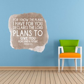 Family for I Know The Plans I Have for You Motivational Quote Wall Decal Decoration Bible Verse Jeremiah 29:11 Religious Quote Lasts Years and Easily Removable - Size: 30 in(W) x 15 in(H)
