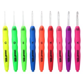 Led Light Up Crochet Hook Set 9Ps Knitting Needles Weave Sewing Tool Accessories 9 Pcs 2.5mm to 6.5mm Ergonomic Soft Grip Handles