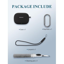 Case for realme Buds T310-46dB Hybird Noise Cancellation 2024 New, Soft Silicone Protective Portable Scratch Shock Resistant Shell with Cleaner Kit & Carabiner & Lanyard，Black