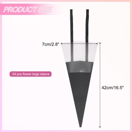 PATIKIL 24 Pcs Flower Wrapping Bag, Floral Packing Sleeves with Ribbons Cute for Bouquets Wedding Birthday Graduation Anniversary Arrangement Gift, Black