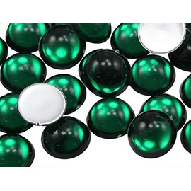 25mm Green Emerald H106 Round Flat Back Acrylic Cabochons 1 Inch Plastic Gems for Crafts Costume Embelishments Card Making Jewels Jewelry Making Cosplay Jewels - 12 Pieces