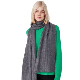 Style & Republic Women's Scarf Made of 100% Cashmere | Elegant Women's Scarf Made From Finest Cashmere | Size 196 x 28 cm, grey melange